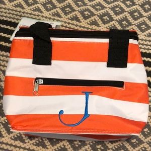 Insulated Striped Lunch Box with “J” Monogram